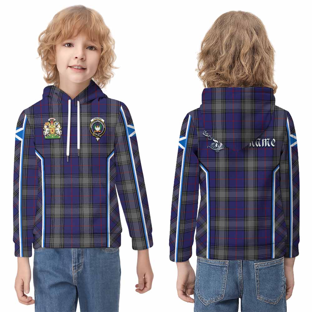 Kinnaird Tartan Crest Kid Hoodie Scotland Coat of Arm Flag Style - Tartan Vibes Clothing