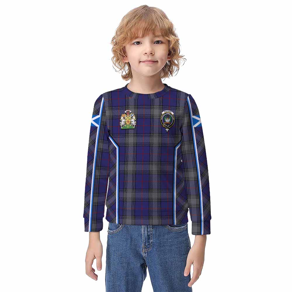 Kinnaird Tartan Crest Kid Knitted Sweatshirt Scotland Coat of Arm Flag Style - Tartan Vibes Clothing