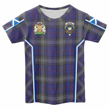 Kinnaird Tartan Crest Kid T-shirt Scotland Coat of Arm Flag Style