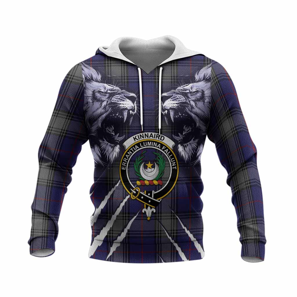 Kinnaird Tartan Crest Knitted Hoodie Ferocious Lion Style