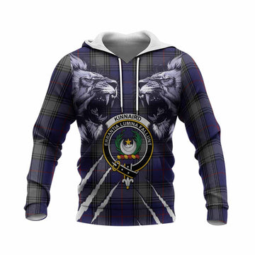 Kinnaird Tartan Crest Knitted Hoodie Ferocious Lion Style