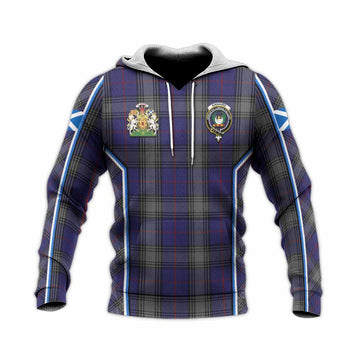 Kinnaird Tartan Crest Knitted Hoodie Scotland Coat of Arm Flag Style - Tartan Vibes Clothing