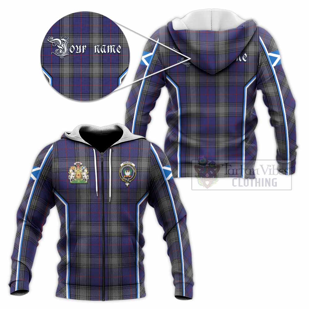Kinnaird Tartan Crest Knitted Hoodie Scotland Coat of Arm Flag Style - Tartan Vibes Clothing