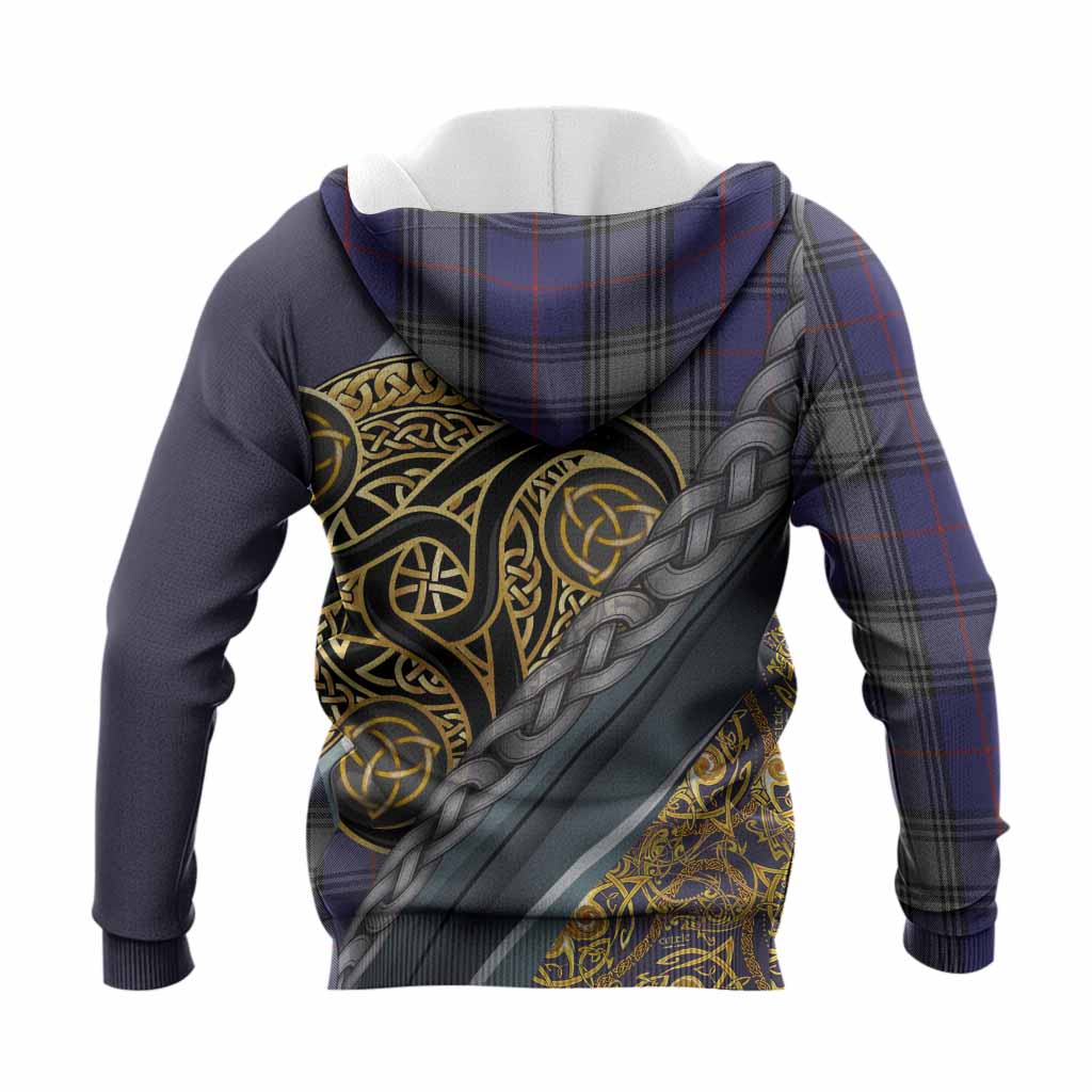 Kinnaird Tartan Crest Knitted Hoodie Scottish Triskele Celtic