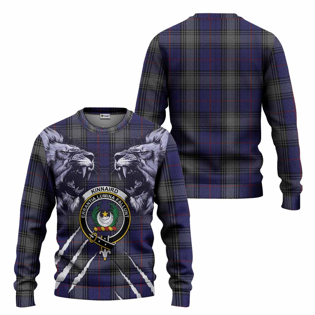 Kinnaird Tartan Crest Knitted Sweater Ferocious Lion Style