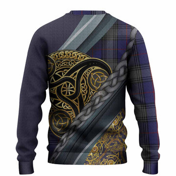 Kinnaird Tartan Crest Knitted Sweater Scottish Triskele Celtic