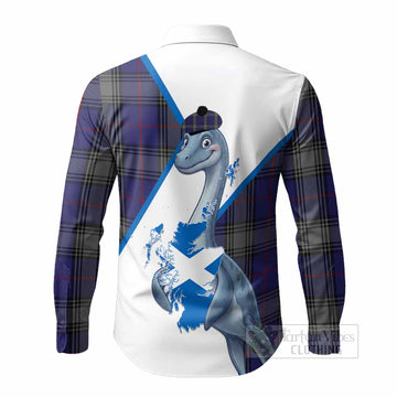 Kinnaird Tartan Crest Loch Ness Monster Long Sleeve Button Shirts Nessie Scottish Map Tha Gradh Agam Air Alba