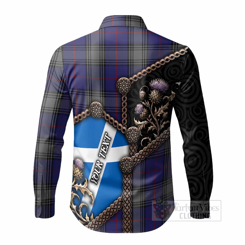 Kinnaird Tartan Crest Long Sleeve Button Shirts Scottish Thistle Loch Ness Monster