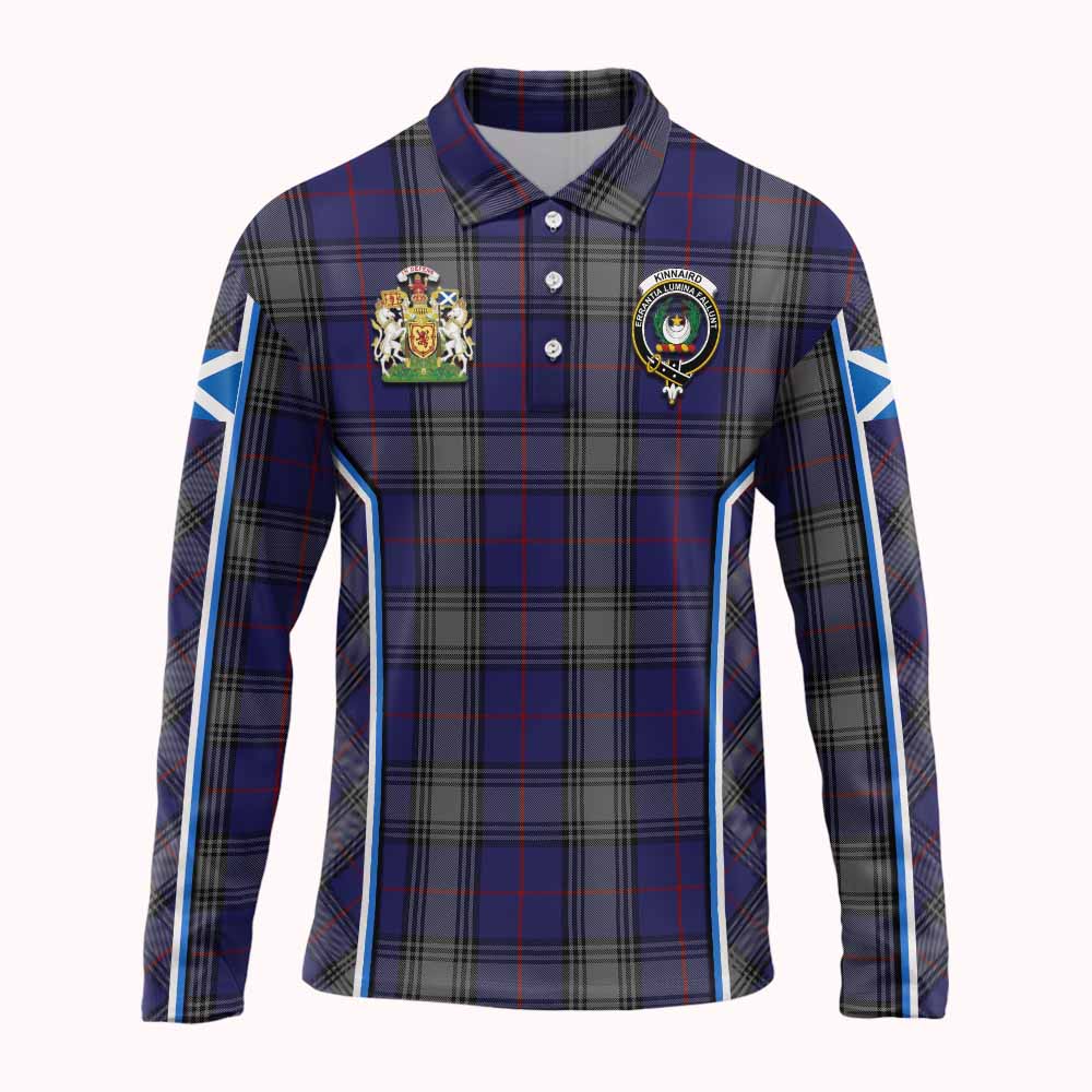 Kinnaird Tartan Crest Long Sleeve Polo Shirt Scotland Coat of Arm Flag Style - Tartan Vibes Clothing