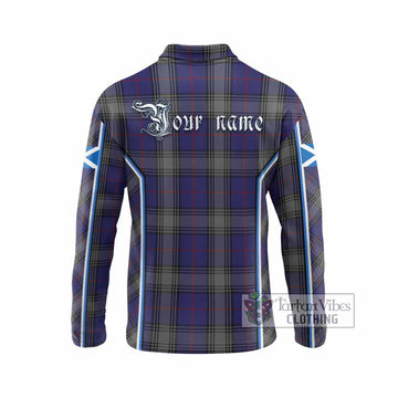 Kinnaird Tartan Crest Long Sleeve Polo Shirt Scotland Coat of Arm Flag Style