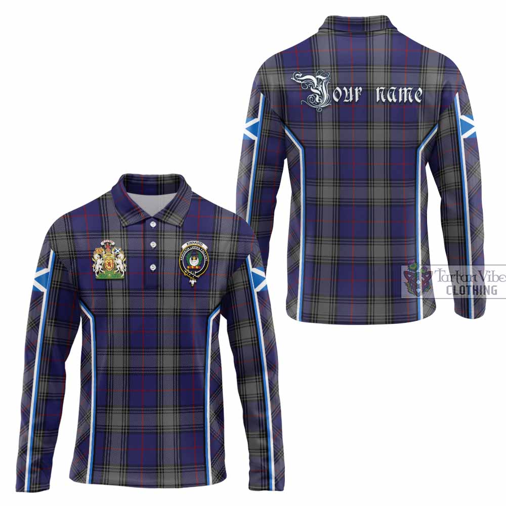 Kinnaird Tartan Crest Long Sleeve Polo Shirt Scotland Coat of Arm Flag Style - Tartan Vibes Clothing