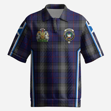 Kinnaird Tartan Crest Men’s Polo Sweater Top Scotland Coat of Arm Flag Style