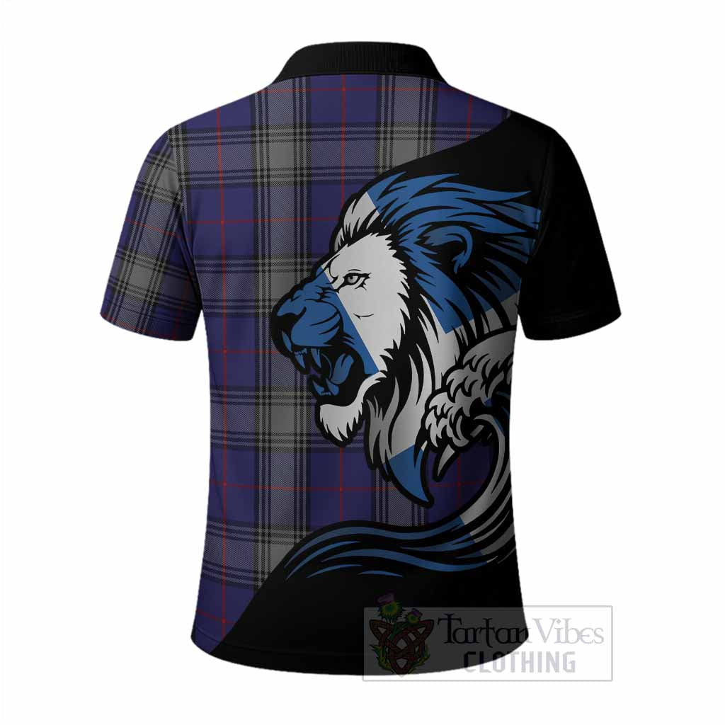 Kinnaird Tartan Crest Polo Shirt Scottish Golden Lions Wave Flow