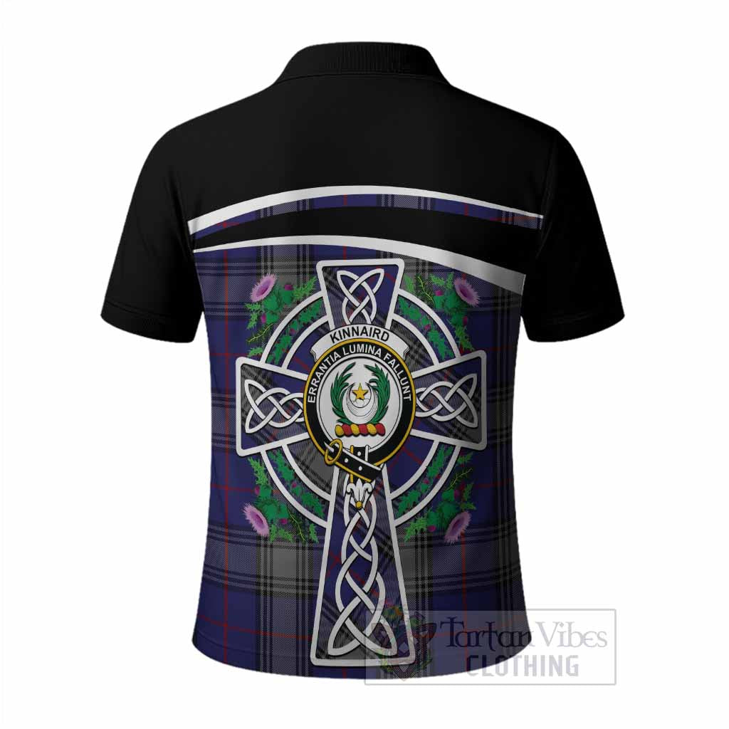 Kinnaird Tartan Crest Polo Shirt Scottish Thistle Celtic Cross Alba Gu Brath