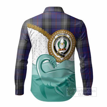 Kinnaird Tartan Crest Scottish Loch Ness Monster Long Sleeve Button Shirts Happy Ness Scotland Celtic Knot