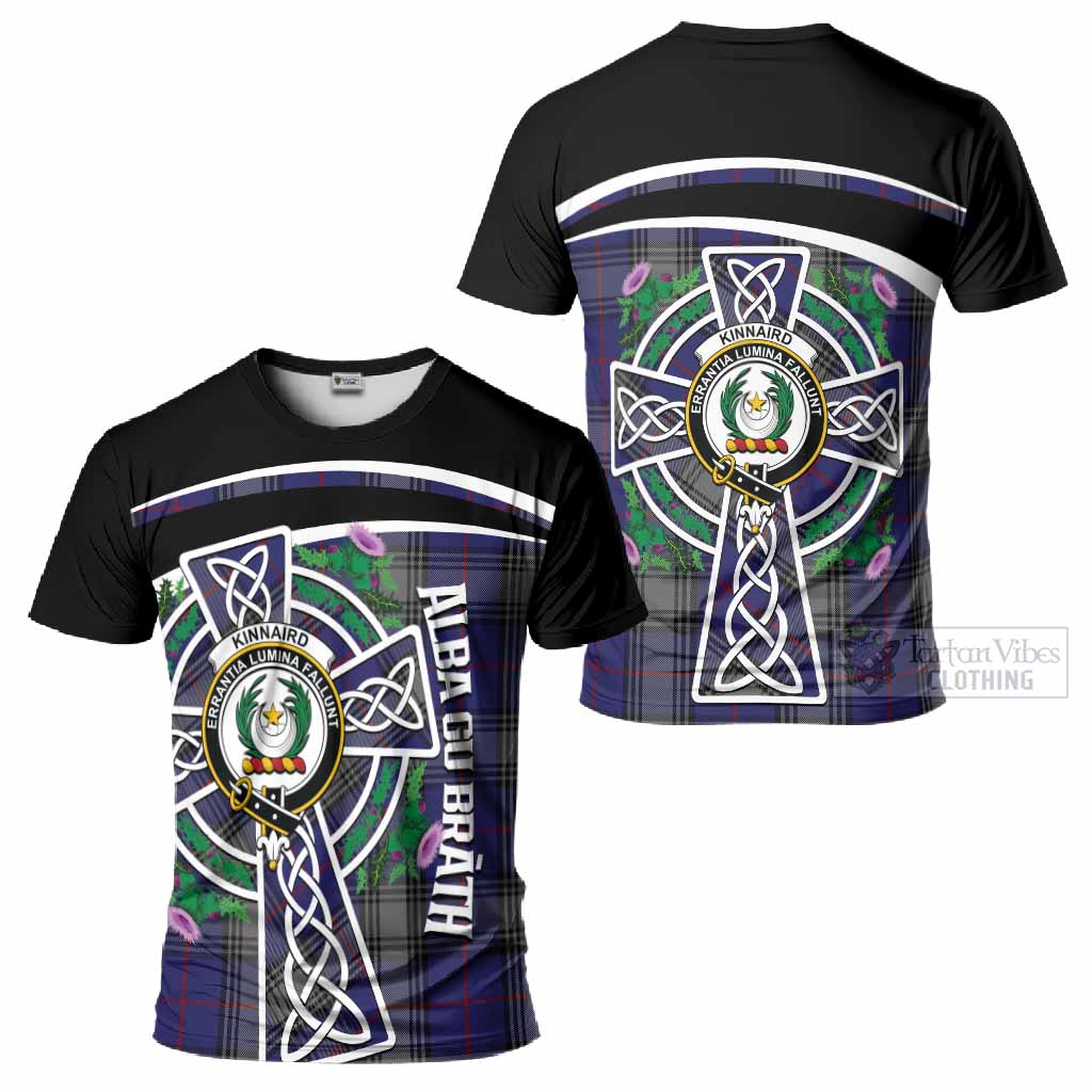 Kinnaird Tartan Crest T-Shirt Scottish Thistle Celtic Cross Alba Gu Brath