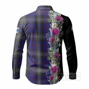 Kinnaird Tartan Crest Thistle Floral Long Sleeve Button Shirts