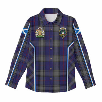 Kinnaird Tartan Crest Women Casual Shirt Scotland Coat of Arm Flag Style - Tartan Vibes Clothing