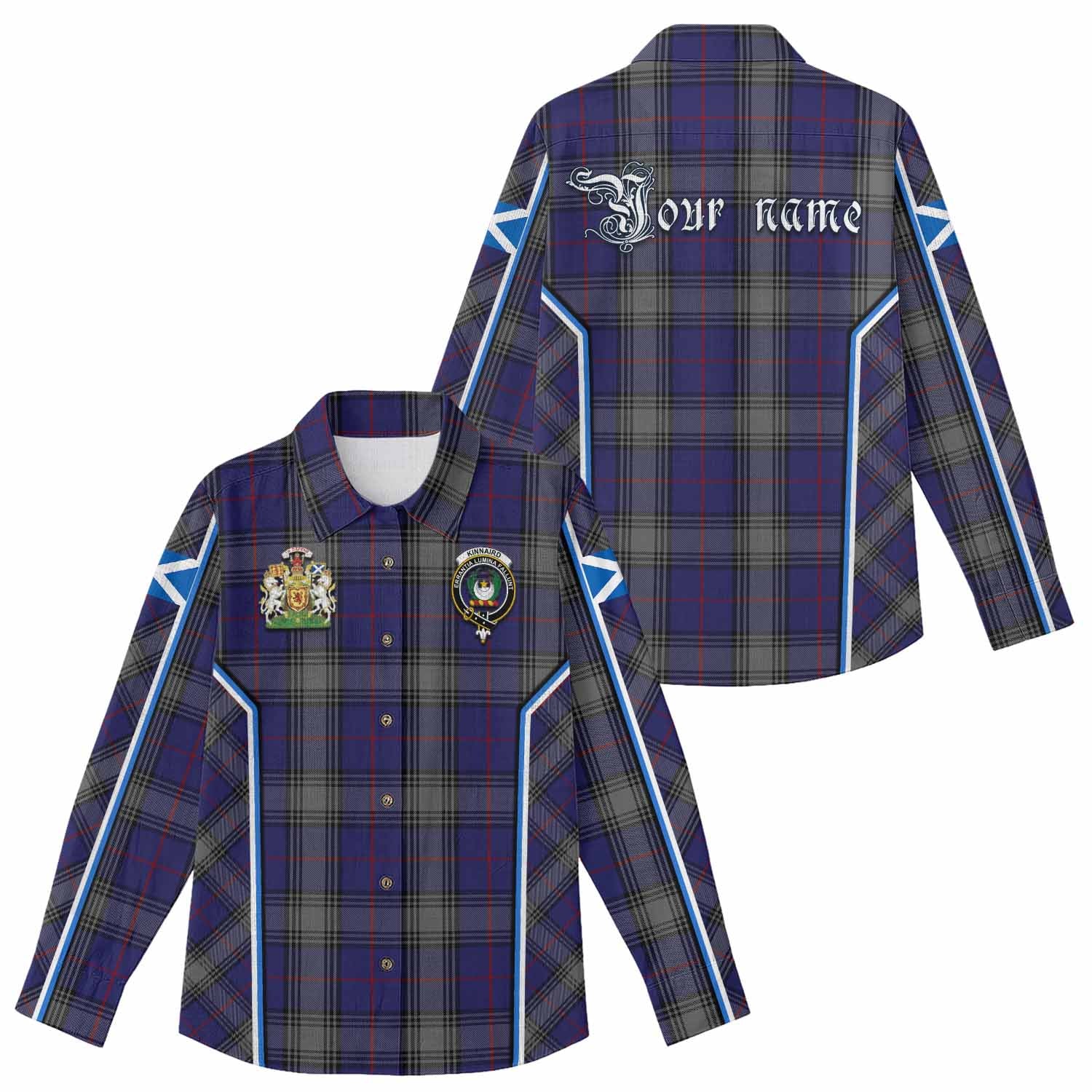 Kinnaird Tartan Crest Women Casual Shirt Scotland Coat of Arm Flag Style - Tartan Vibes Clothing