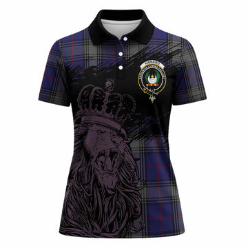 Kinnaird Tartan Crest Women Polo Shirt Crowned Lion Heritage Style