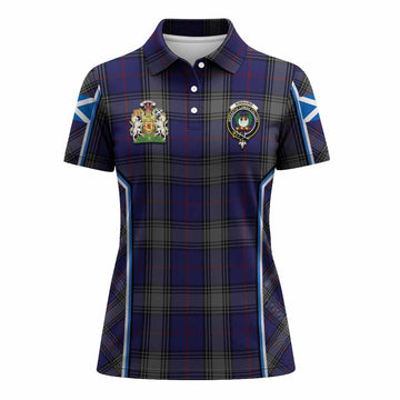 Kinnaird Tartan Crest Women's Polo Shirt Scotland Coat of Arm Flag Style