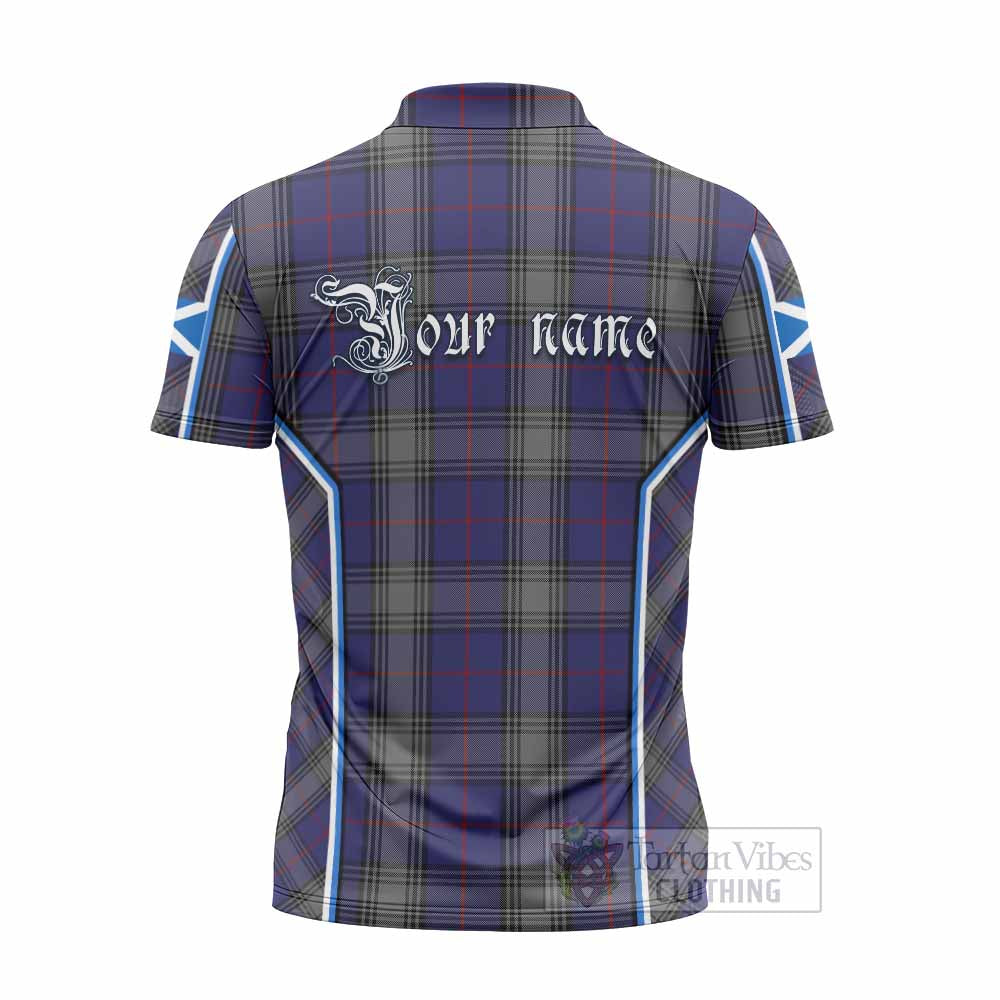 Kinnaird Tartan Crest Zipper Polo Shirt Scotland Coat of Arm Flag Style - Tartan Vibes Clothing