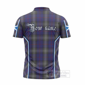 Kinnaird Tartan Crest Zipper Polo Shirt Scotland Coat of Arm Flag Style
