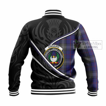 Kinnaird Tartan Family Crest Baseball Jacket Celtic Scottish Thistle Floral
