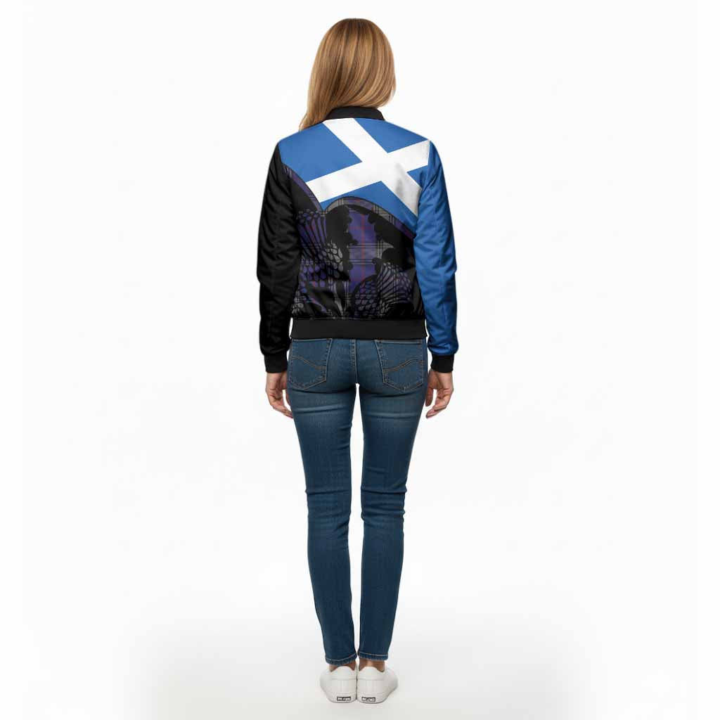 Kinnaird Tartan Family Crest Bomber Jacket Scotland Thistle Floral Flag Style