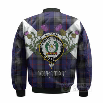 Kinnaird Tartan Family Crest Bomber Jacket Scottish Burns Night Thistle Floral