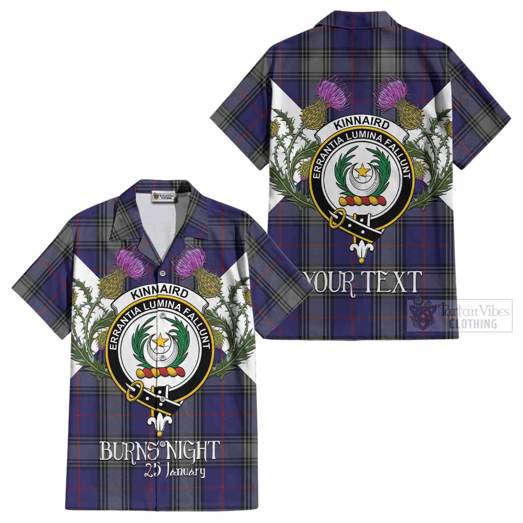 Kinnaird Tartan Family Crest Cotton Hawaiian Shirt Scottish Burns Night Thistle Floral