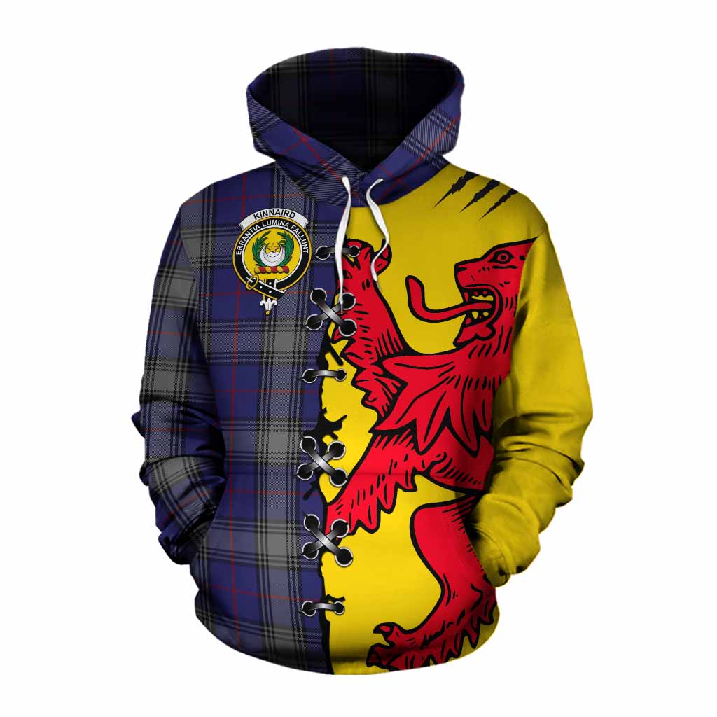 Kinnaird Tartan Family Crest Cotton Hoodie Lion Rampant Honor - Tartan Vibes Clothing