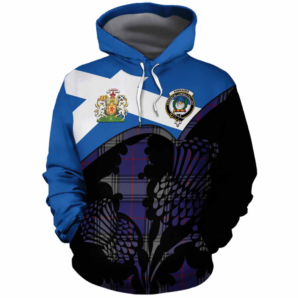 Kinnaird Tartan Family Crest Cotton Hoodie Scotland Thistle Floral Flag Style