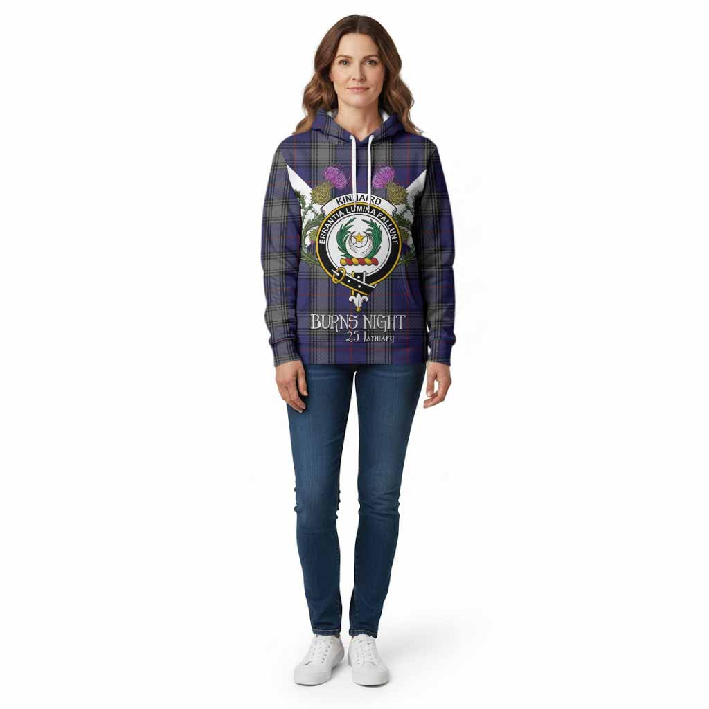 Kinnaird Tartan Family Crest Cotton Hoodie Scottish Burns Night Thistle Floral