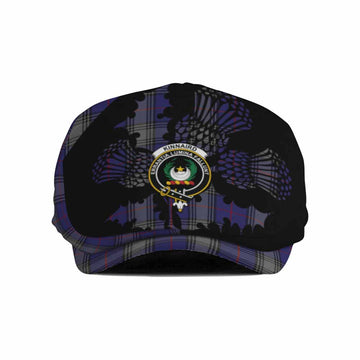 Kinnaird Tartan Family Crest Flat Cap, Jeff Cap Scotland Thistle Floral