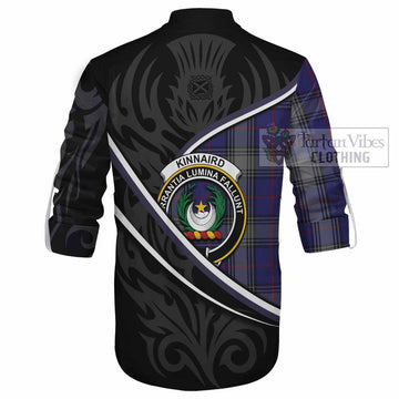 Kinnaird Tartan Family Crest Ghillie Kilt Shirt Celtic Scottish Thistle Floral