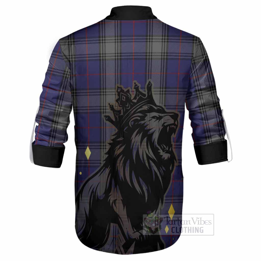 Kinnaird Tartan Family Crest Ghillie Shirt Crowned Lion Roaring