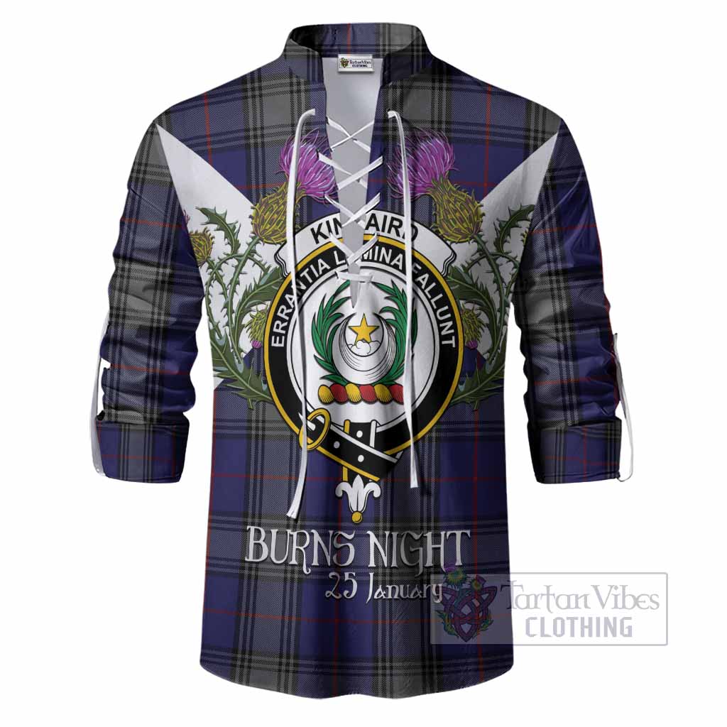 Kinnaird Tartan Family Crest Ghillie Shirt Scottish Burns Night Thistle Floral
