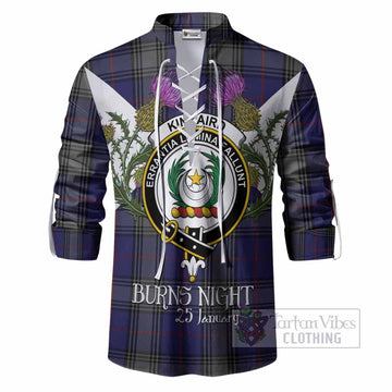 Kinnaird Tartan Family Crest Ghillie Shirt Scottish Burns Night Thistle Floral