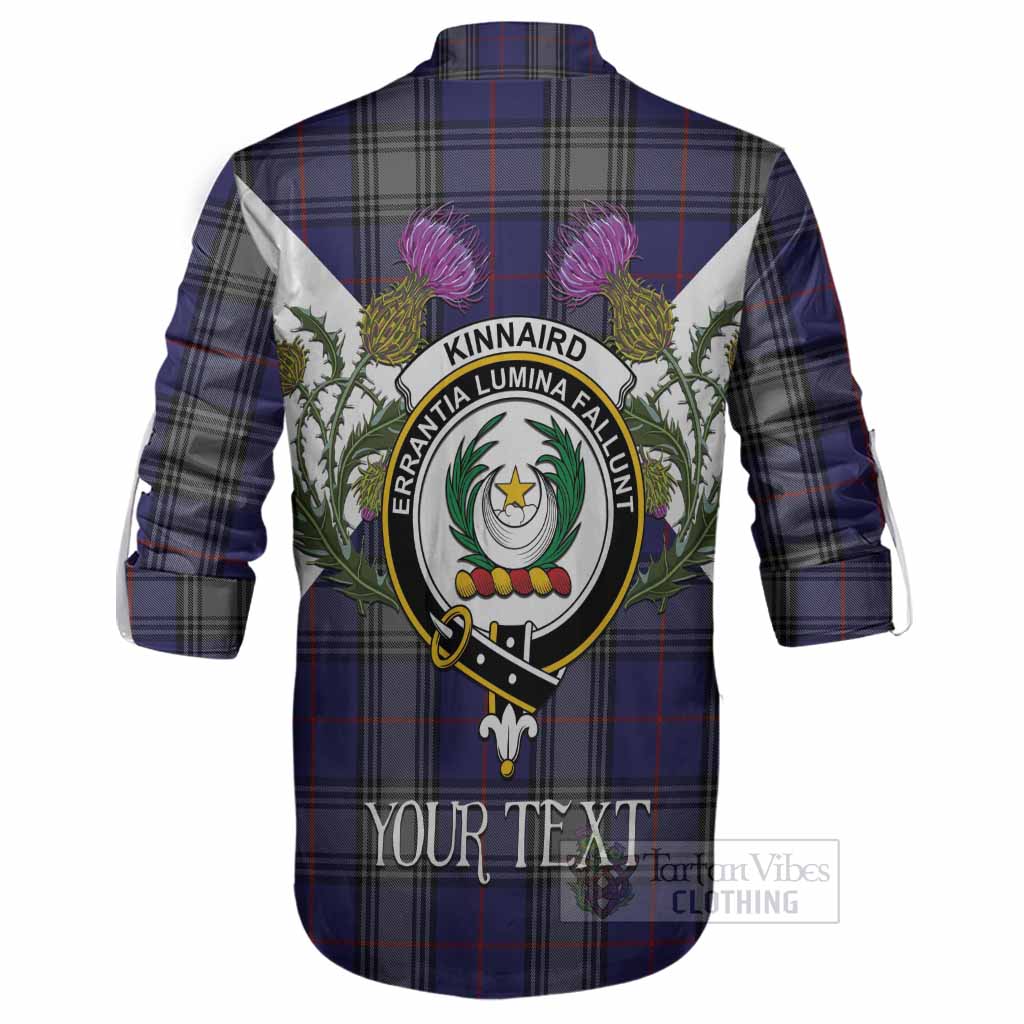 Kinnaird Tartan Family Crest Ghillie Shirt Scottish Burns Night Thistle Floral