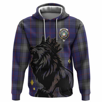 Kinnaird Tartan Family Crest Hoodie Crowned Lion Roaring
