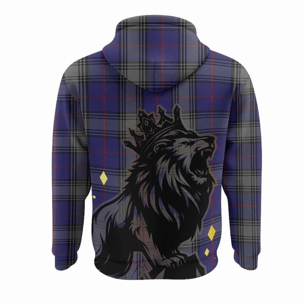 Kinnaird Tartan Family Crest Hoodie Crowned Lion Roaring
