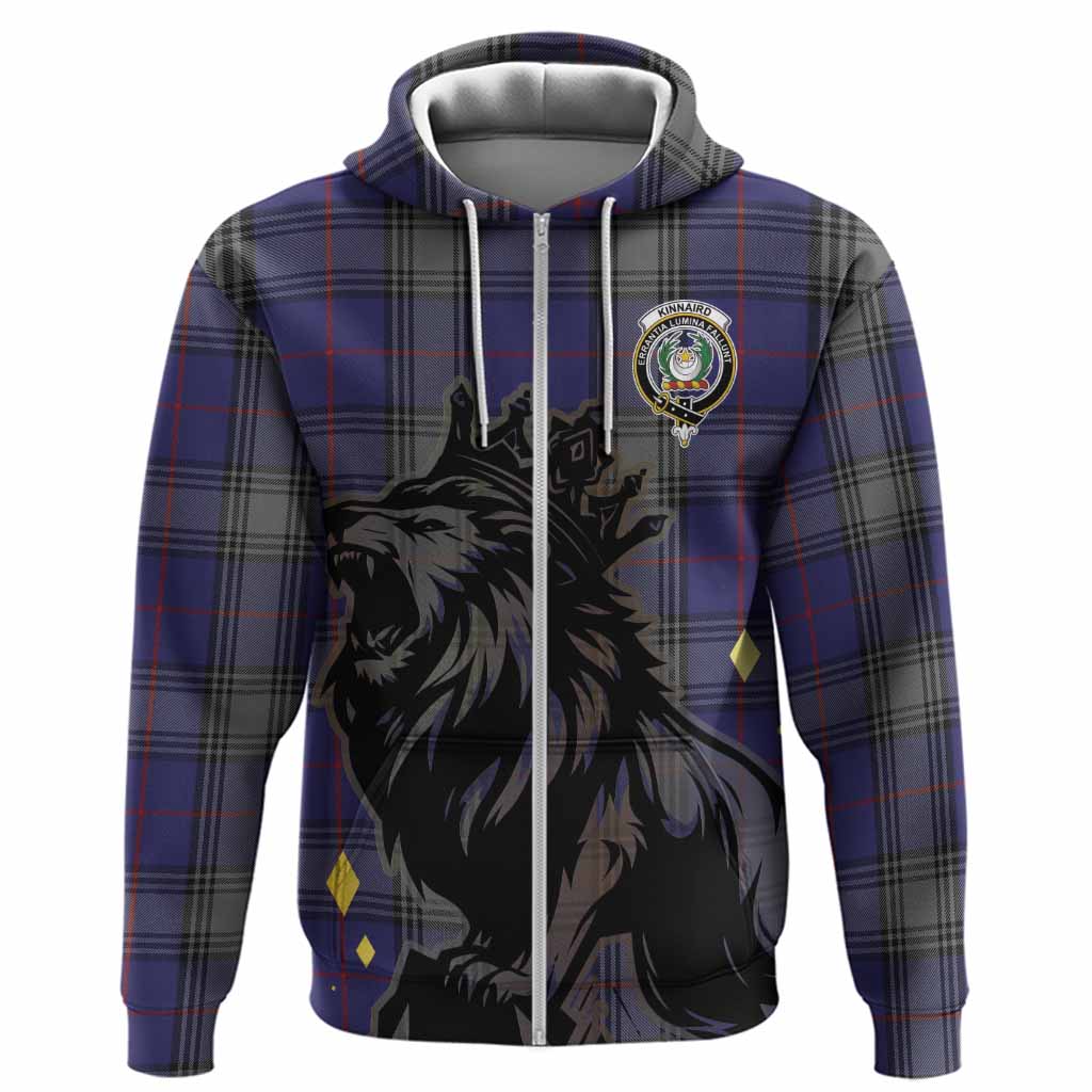 Kinnaird Tartan Family Crest Hoodie Crowned Lion Roaring