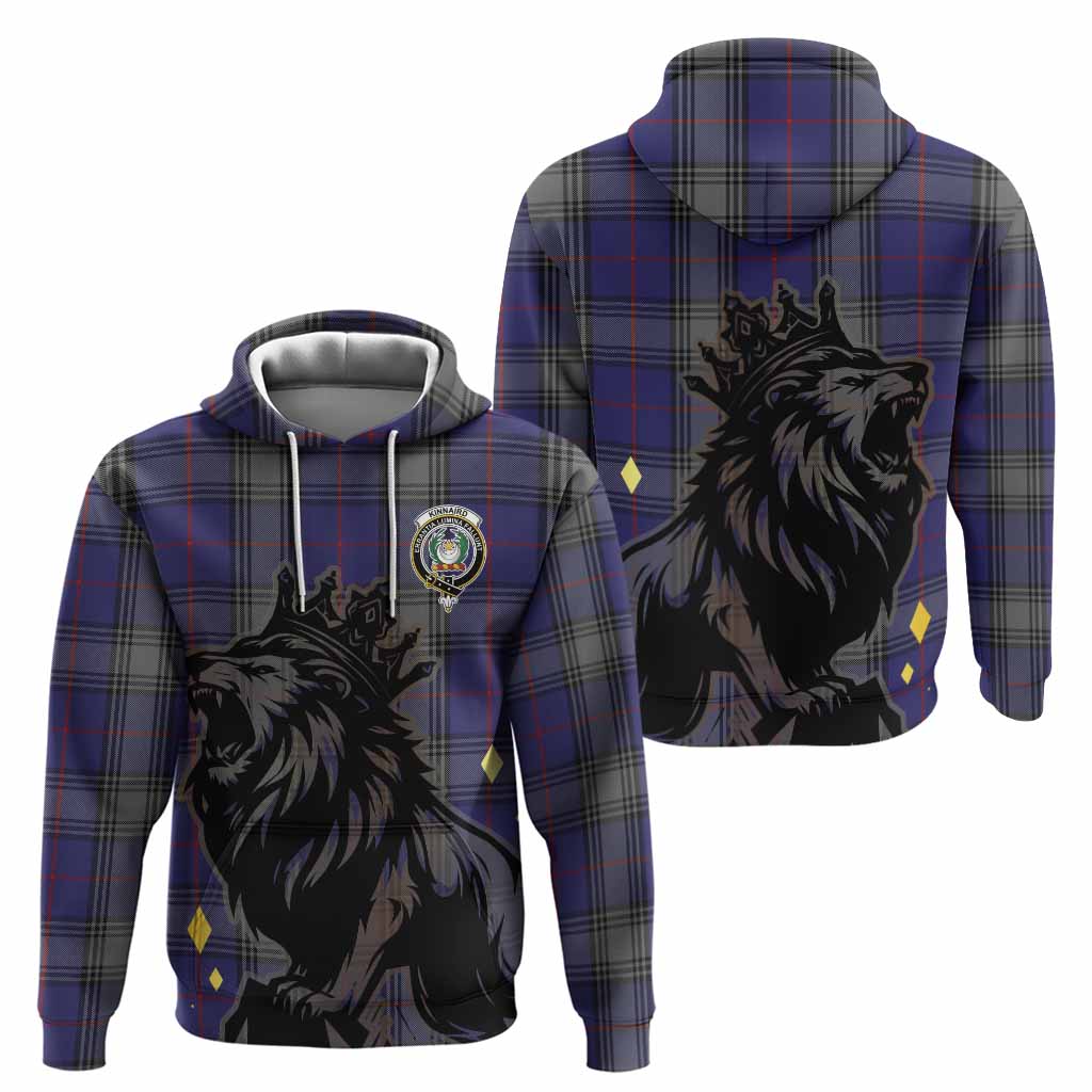 Kinnaird Tartan Family Crest Hoodie Crowned Lion Roaring