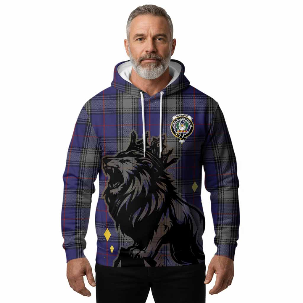 Kinnaird Tartan Family Crest Hoodie Crowned Lion Roaring