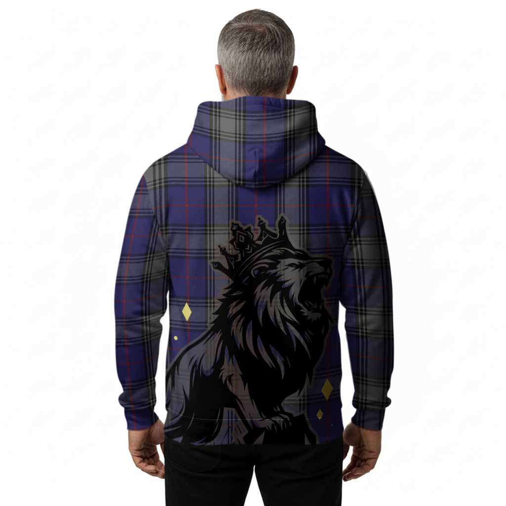 Kinnaird Tartan Family Crest Hoodie Crowned Lion Roaring