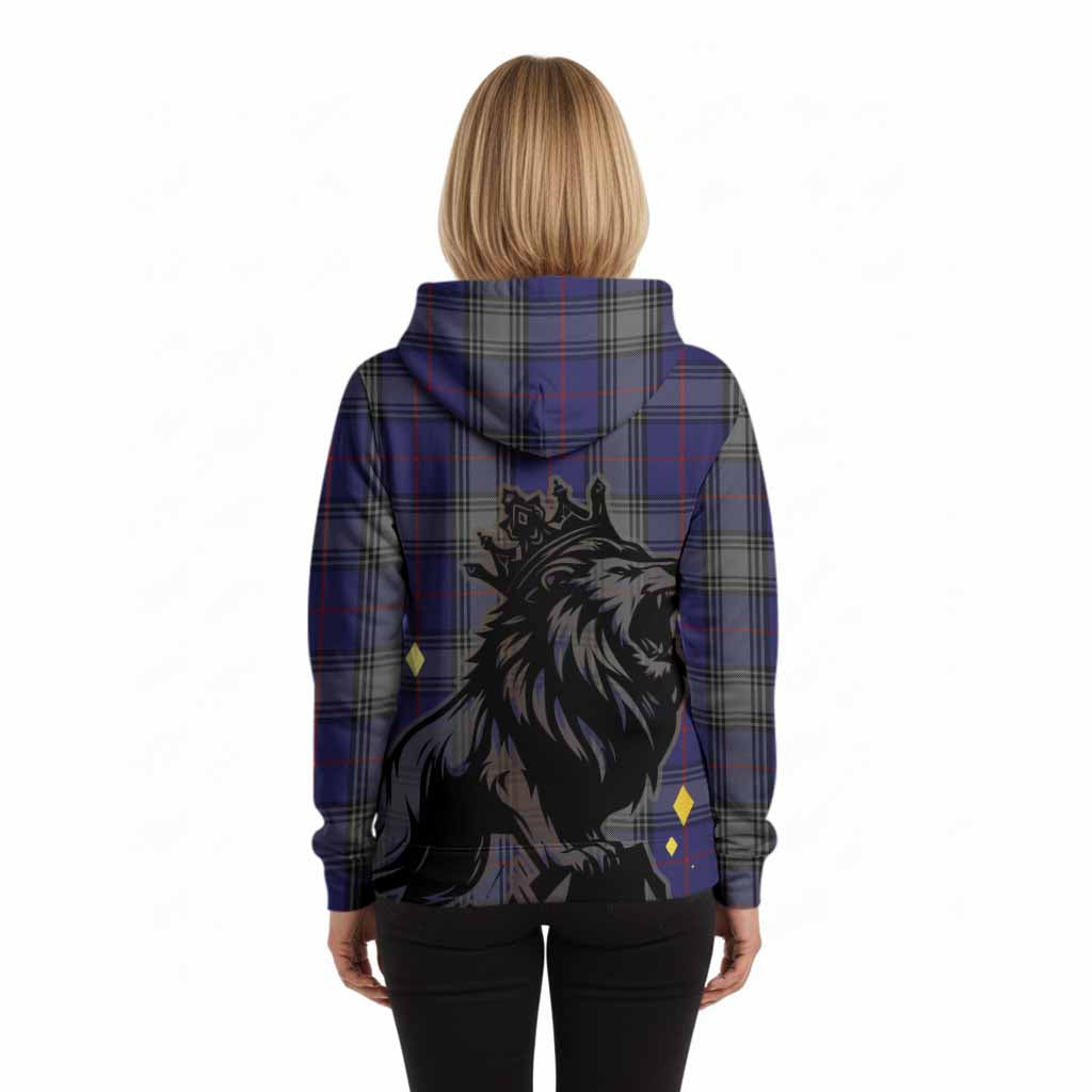 Kinnaird Tartan Family Crest Hoodie Crowned Lion Roaring