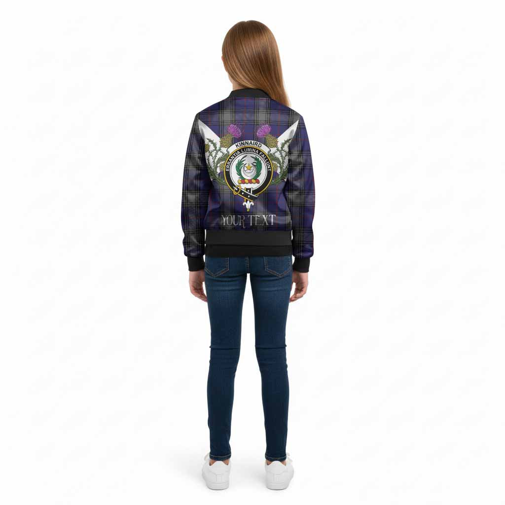 Kinnaird Tartan Family Crest Kid Bomber Jacket Scottish Burns Night Thistle Floral
