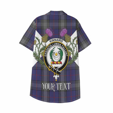 Kinnaird Tartan Family Crest Kid Hawaiian Shirt Scottish Burns Night Thistle Floral