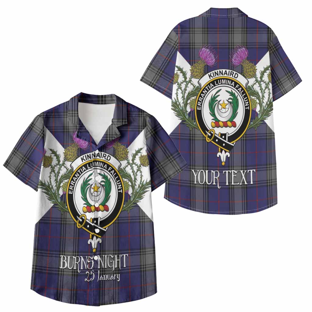 Kinnaird Tartan Family Crest Kid Hawaiian Shirt Scottish Burns Night Thistle Floral